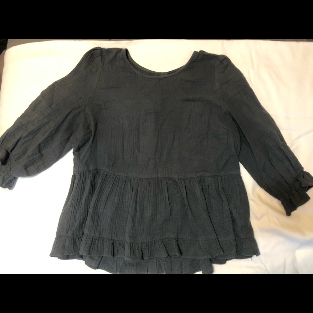 Emerette blue/grey long sleeve blouse, size small